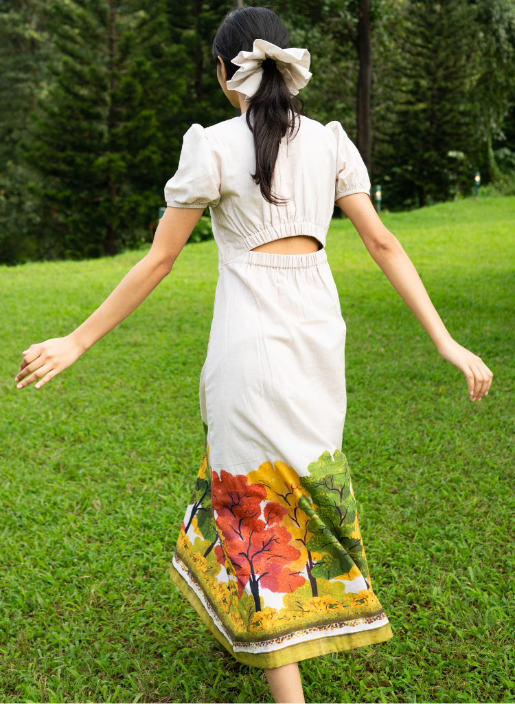 Golden Season Puff Sleeve Dress