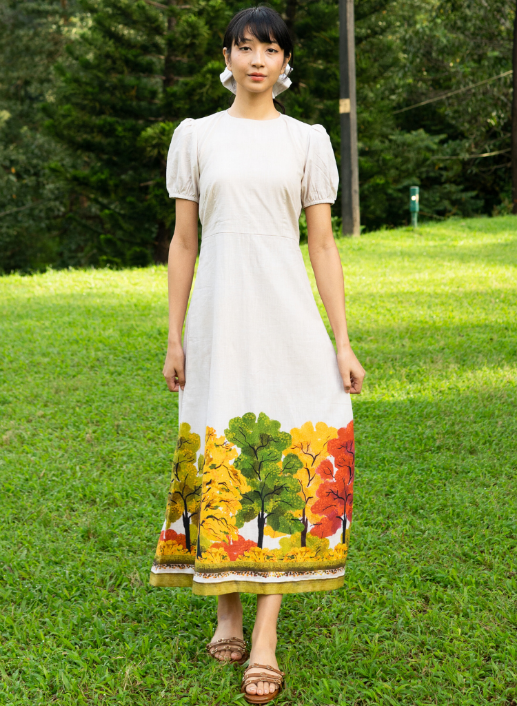 Golden Season Puff Sleeve Dress