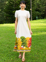 Golden Season Puff Sleeve Dress