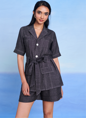 Graphite Front Tie Jacket