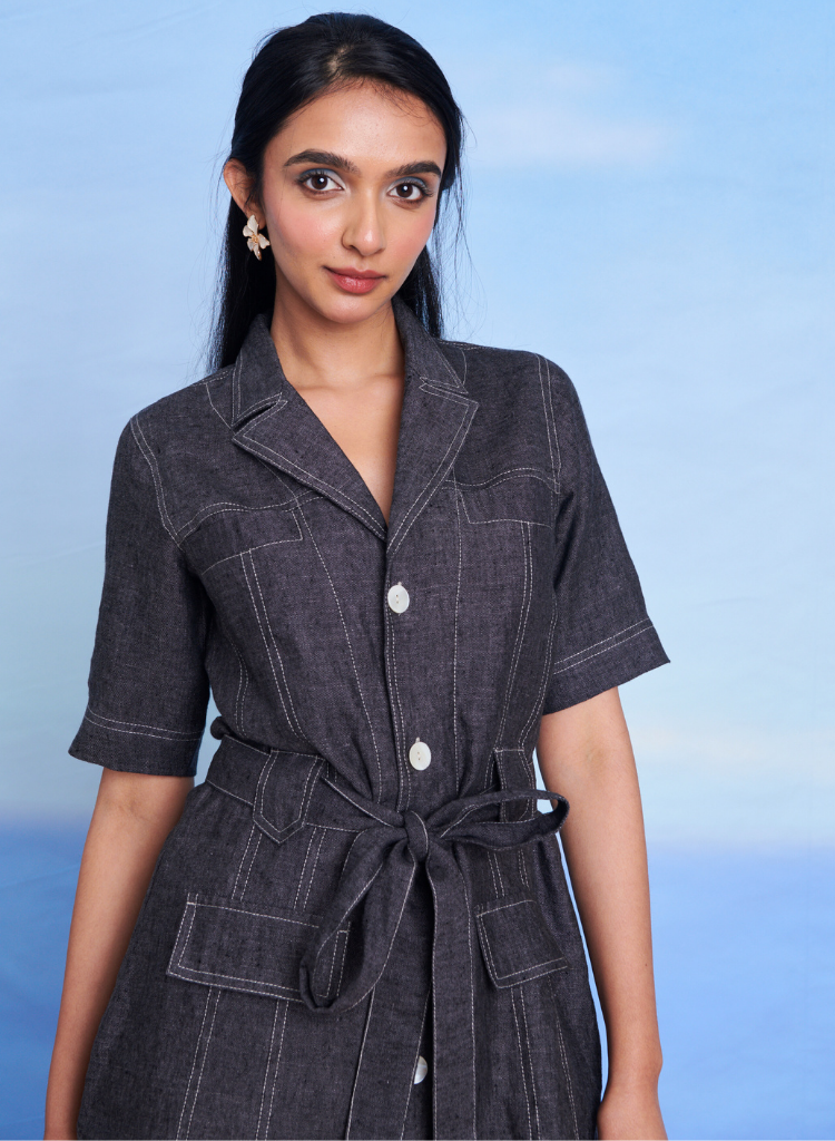 Graphite Front Tie Jacket Set