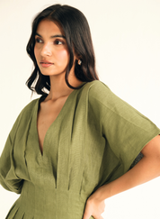 Green Pleated Dress