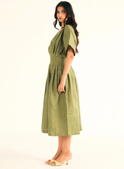 Green Pleated Dress