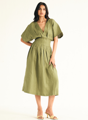 Green Pleated Dress