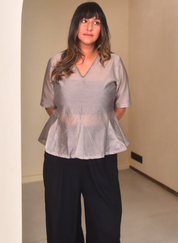 Grey Chanderi Top