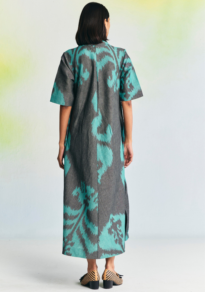 Grisaille Collared Maxi Dress