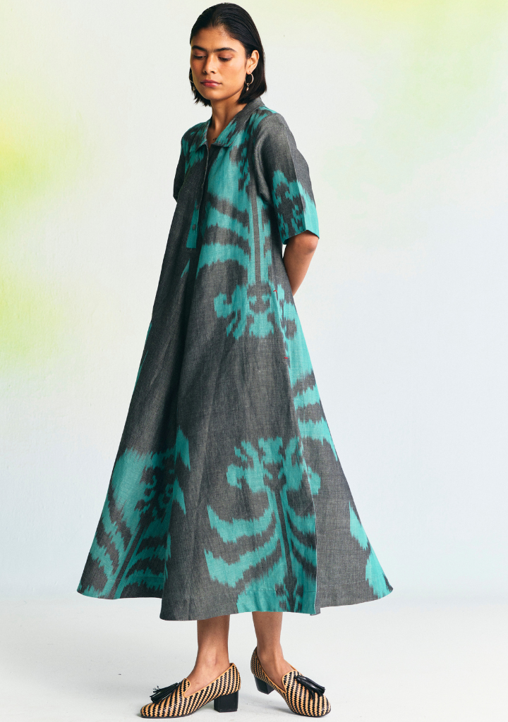Grisaille Collared Maxi Dress