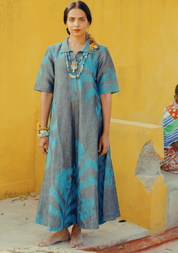 Grisaille Collared Maxi Dress