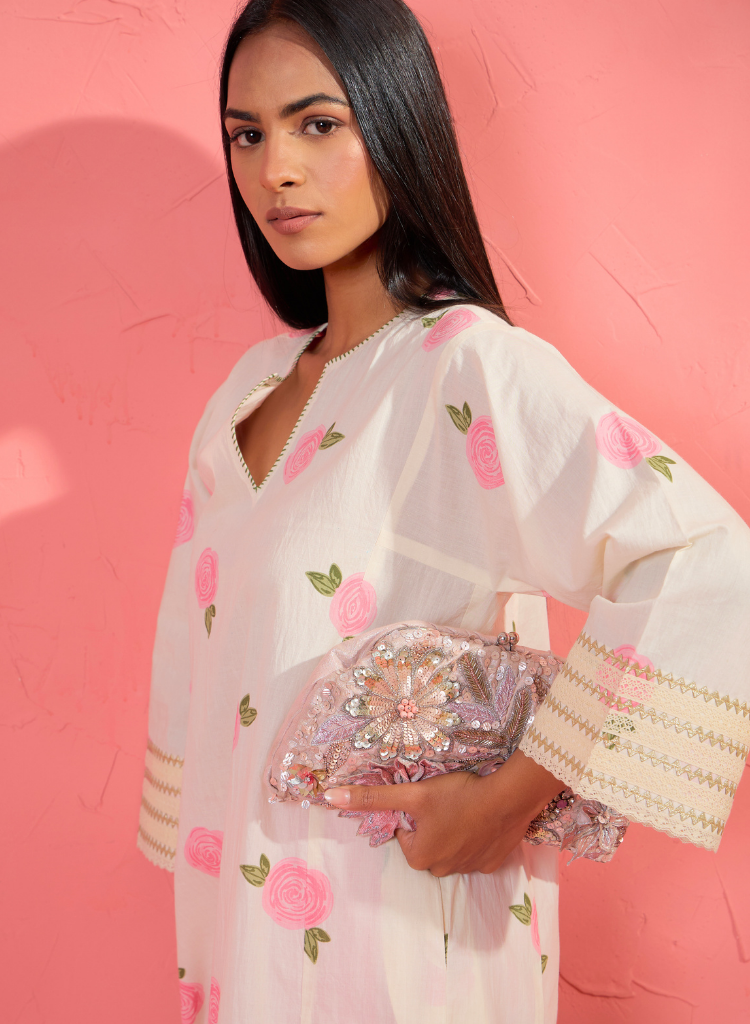 Gul Rose V Neck Kurta Set