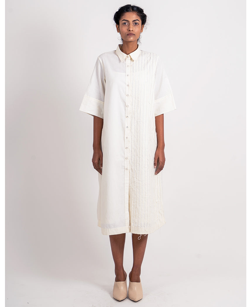 Half Stripe Shirt Dress