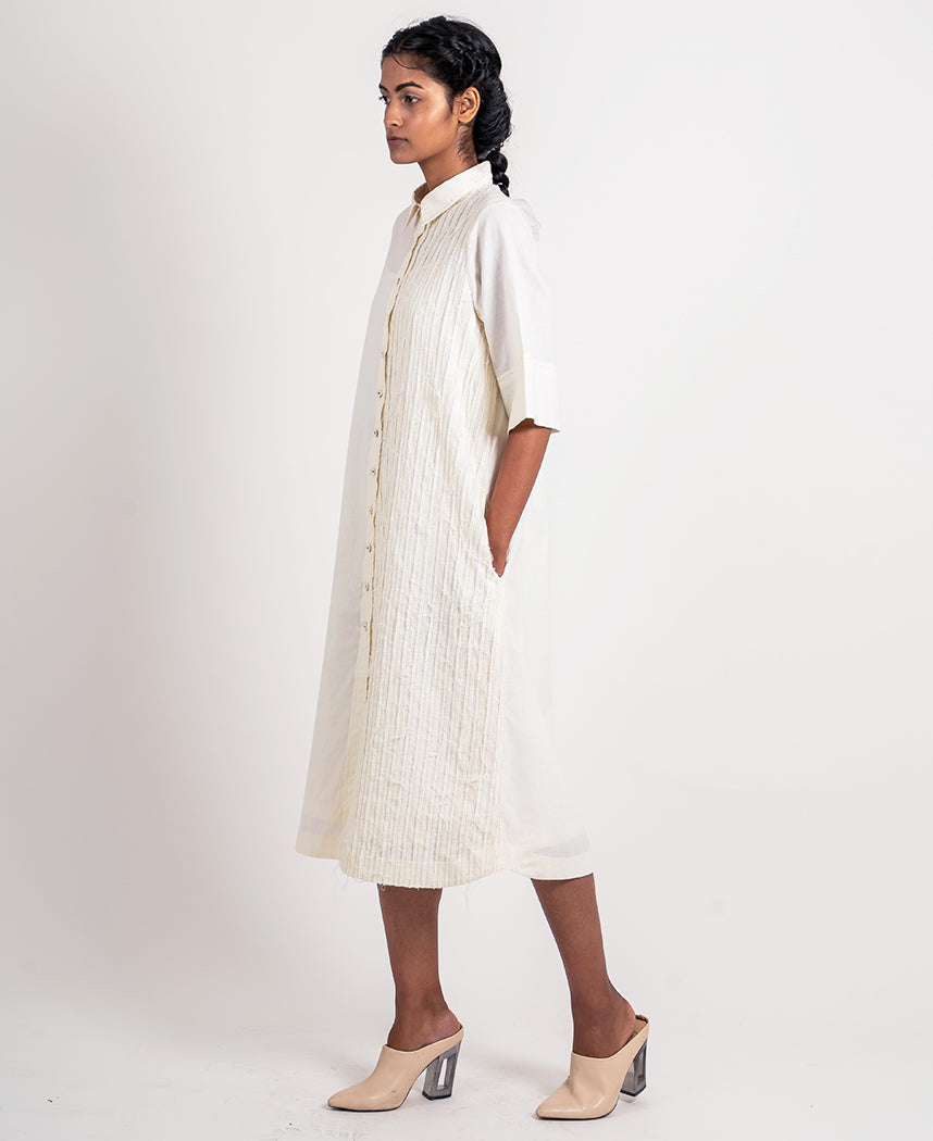 Half Stripe Shirt Dress