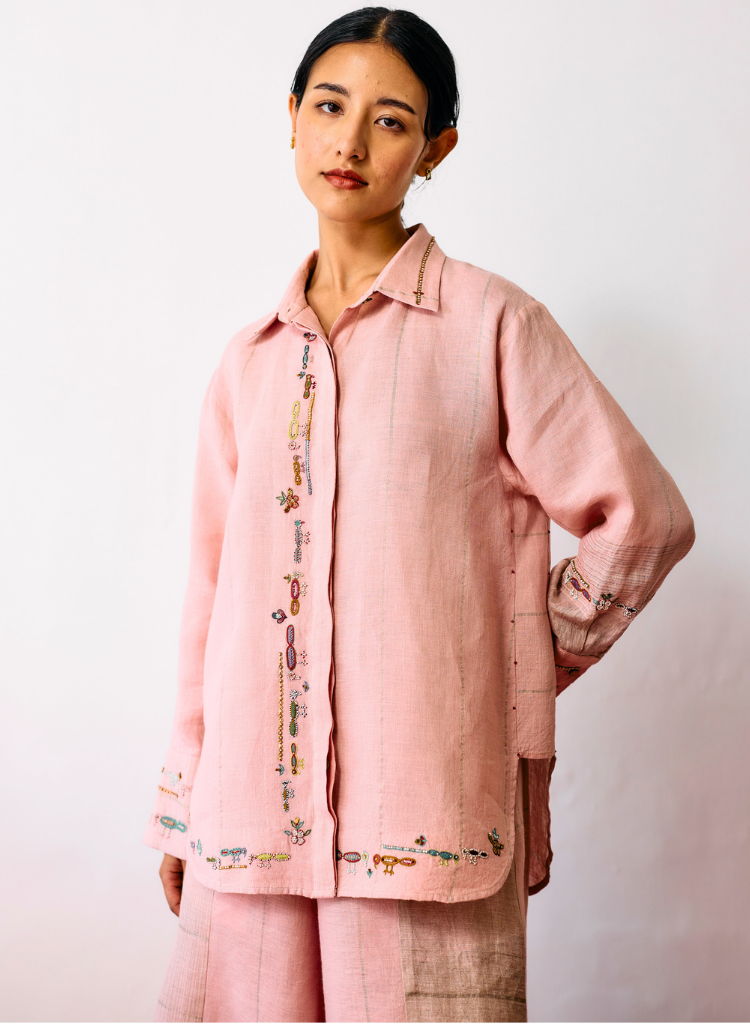Hanat Embroidered Bird Shirt