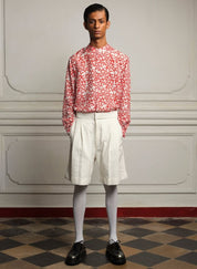 Pleated Cotton Shorts