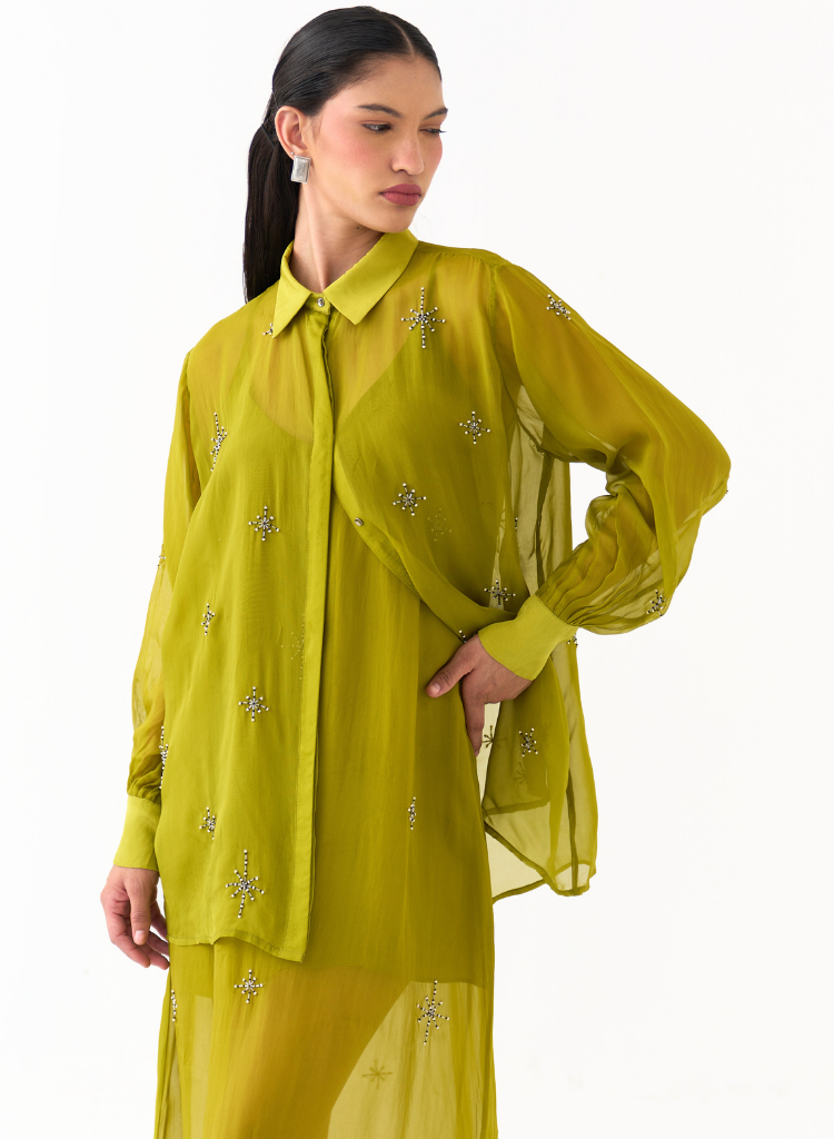 Hand Emb Detail Shirt Set