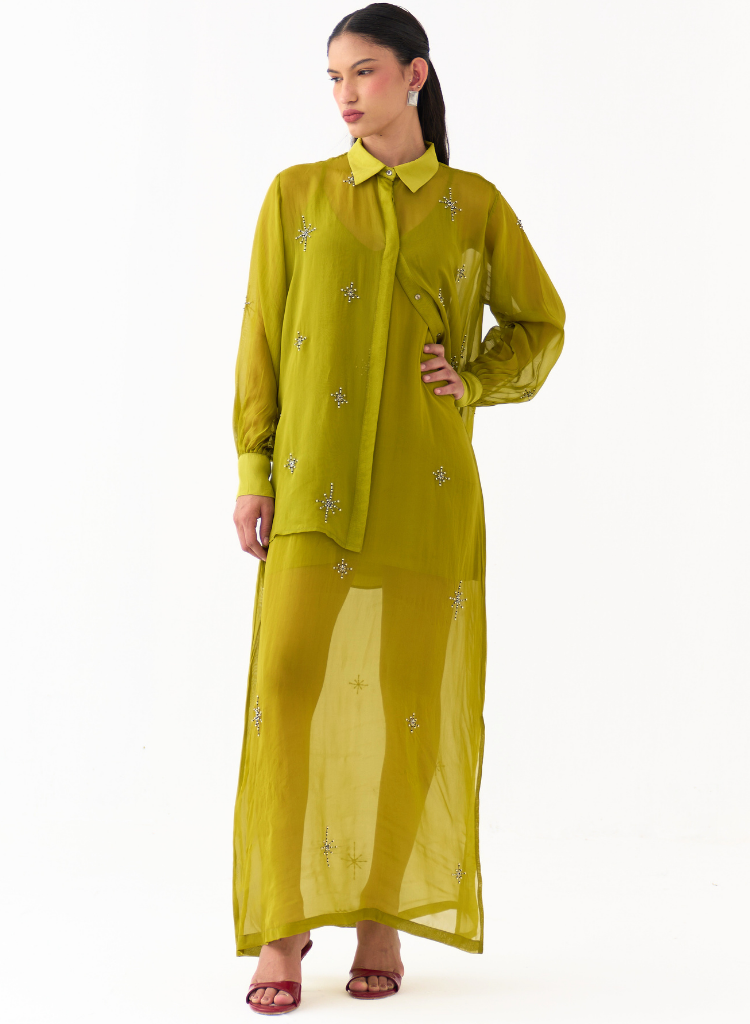Hand Emb Detail Shirt Set
