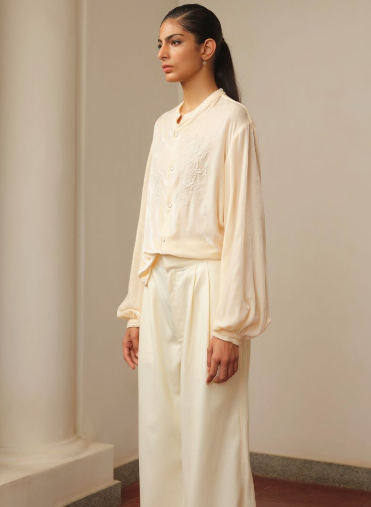 Embroidered Velvet Blouse