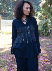 Handwoven Black Green Hunza Shirt
