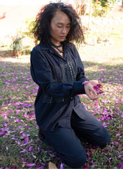 Handwoven Black Green Hunza Shirt