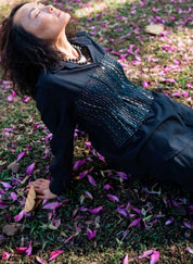 Handwoven Black Green Hunza Shirt