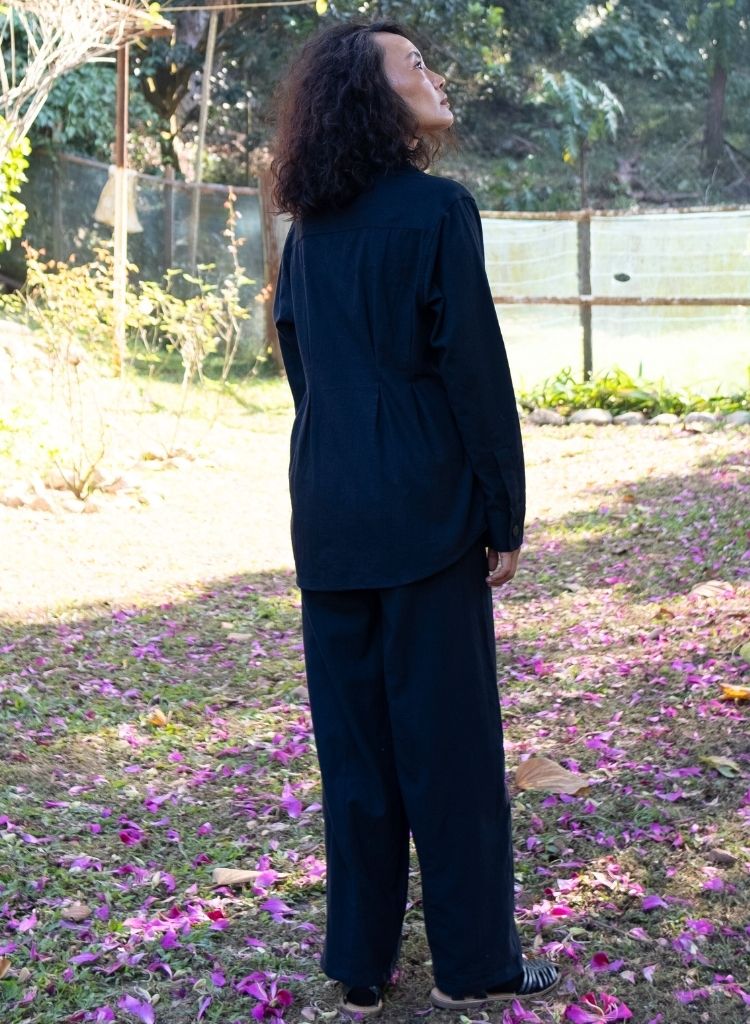 Handwoven Black Green Hunza Shirt