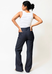 High-Waisted Herringbone Pants