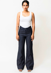 High-Waisted Herringbone Pants