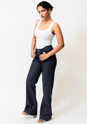 High-Waisted Herringbone Pants