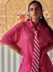 Hot Pink Crochet Shirt