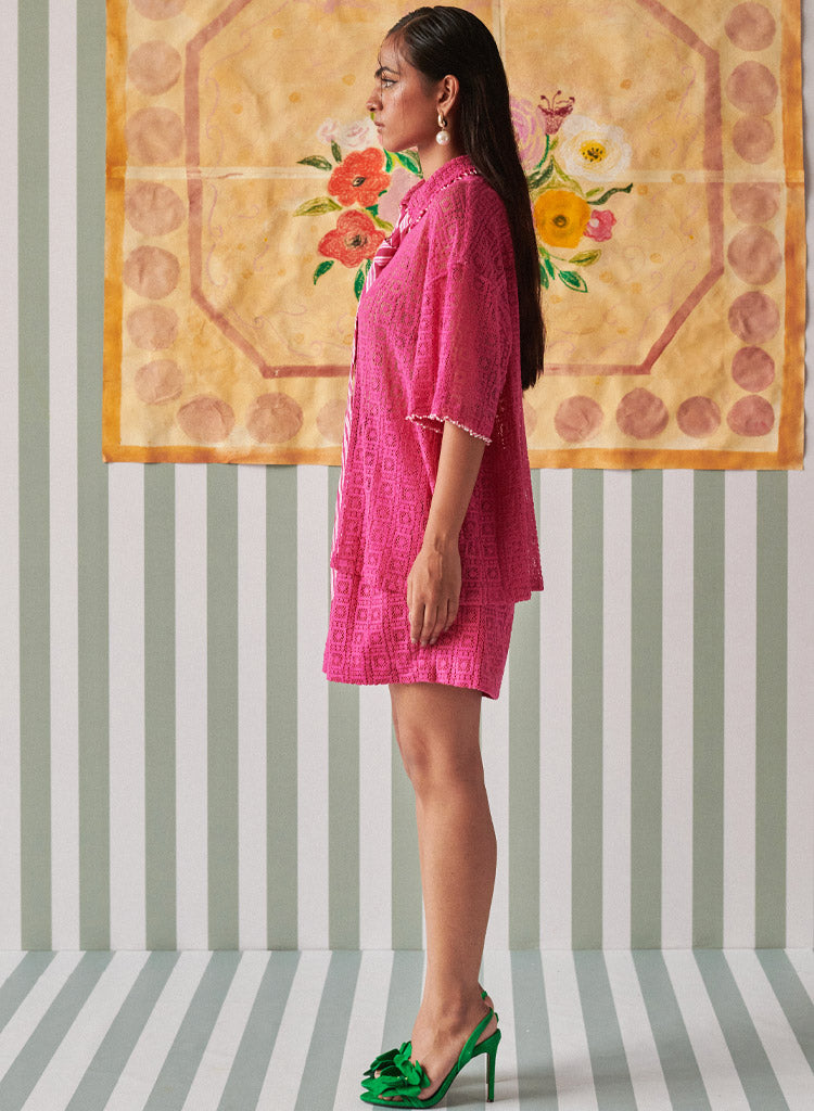 Hot Pink Crochet Shirt