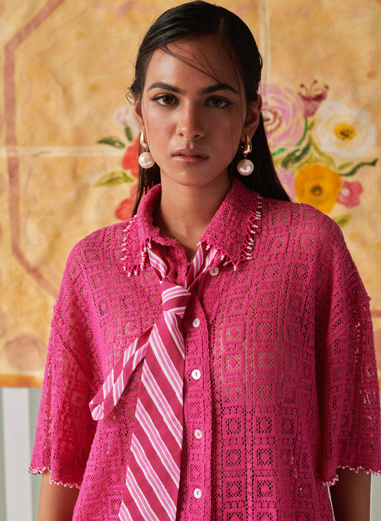 Hot Pink Crochet Shirt