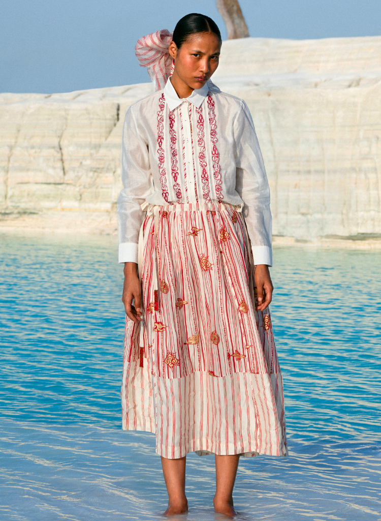 Htami Drawstring Panelled Skirt