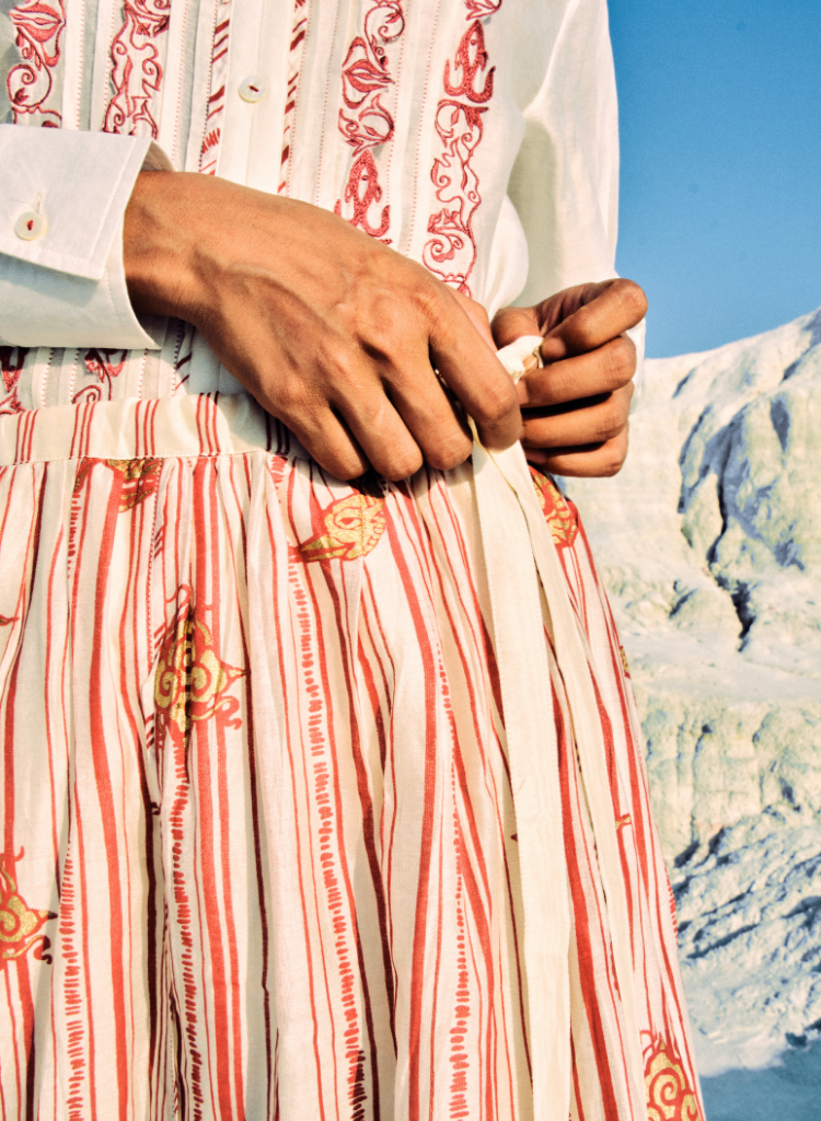 Htami Drawstring Panelled Skirt