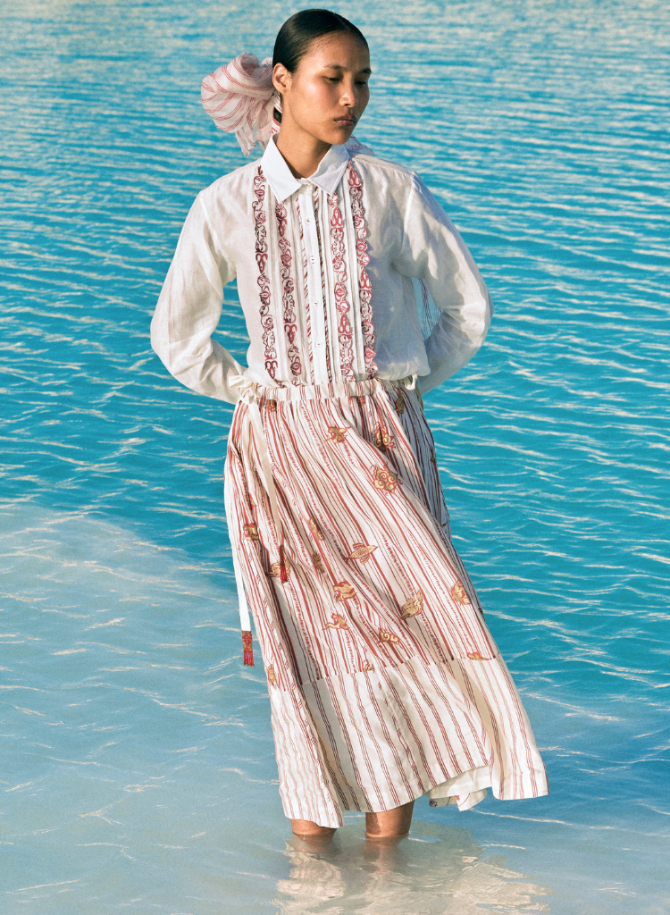 Htami Drawstring Panelled Skirt