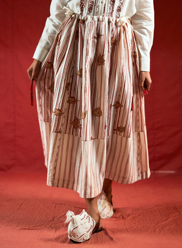 Htami Drawstring Panelled Skirt