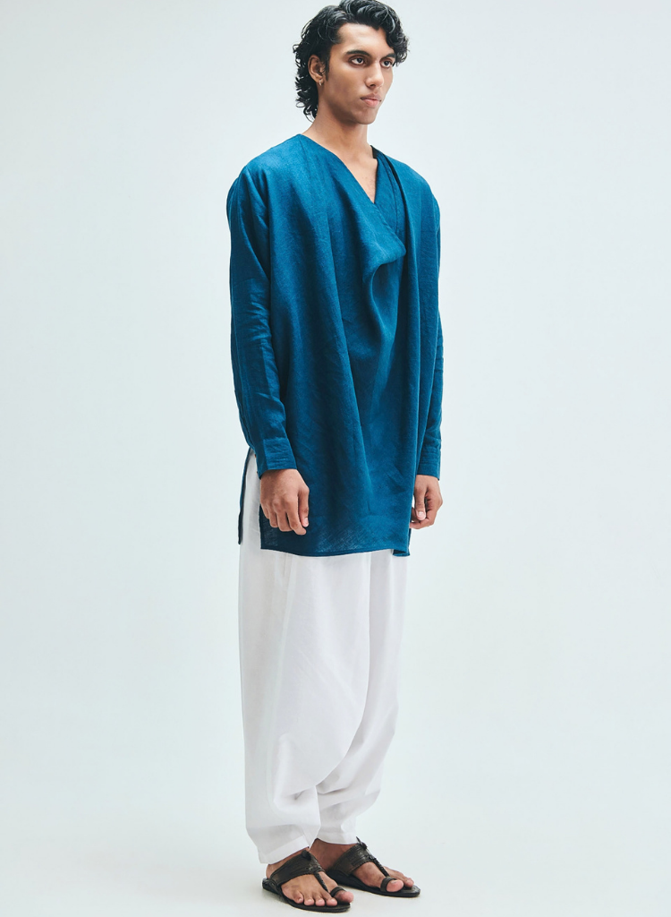 Indigo Cowl Neck Kurta
