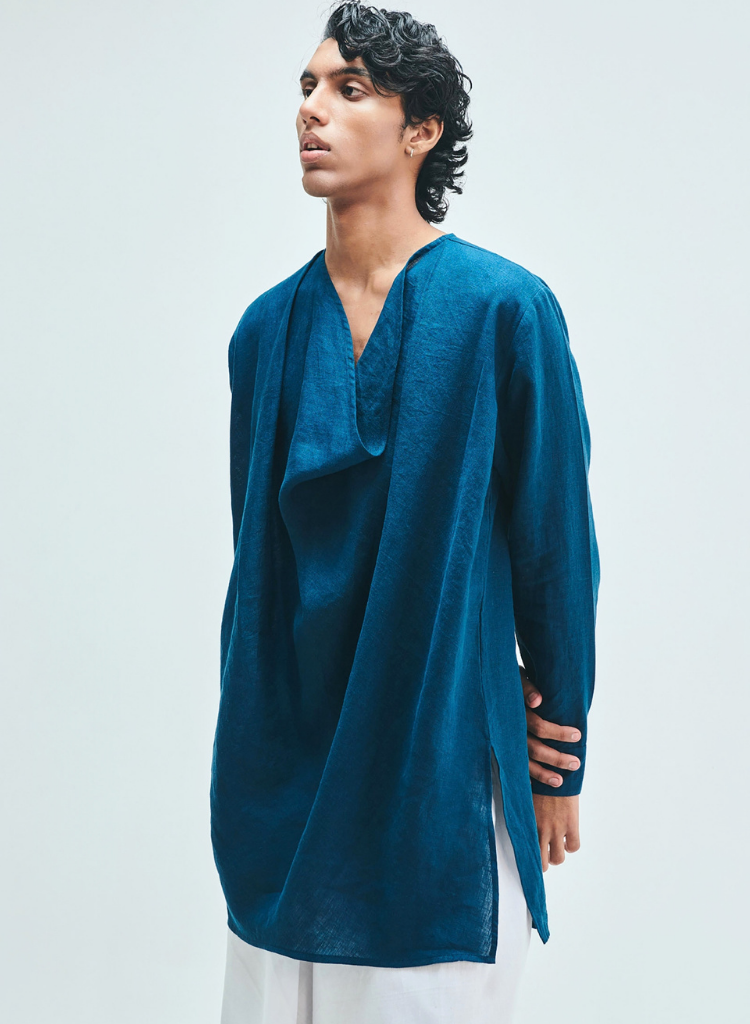 Indigo Cowl Neck Kurta