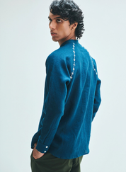 Indigo Embroidered Raglan Shirt