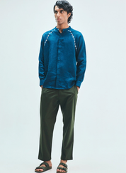 Indigo Embroidered Raglan Shirt