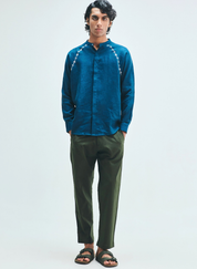 Indigo Embroidered Raglan Shirt