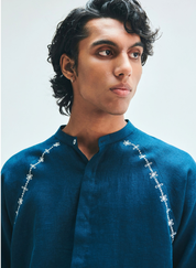 Indigo Embroidered Raglan Shirt