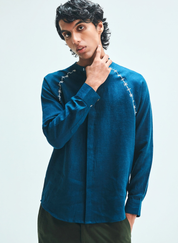 Indigo Embroidered Raglan Shirt