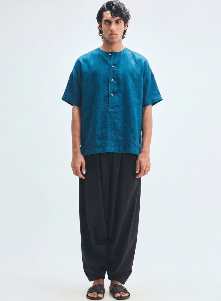 Indigo Panelled Shirt Kurta