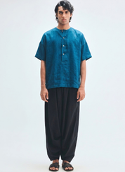 Indigo Panelled Shirt Kurta