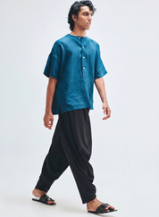 Indigo Panelled Shirt Kurta