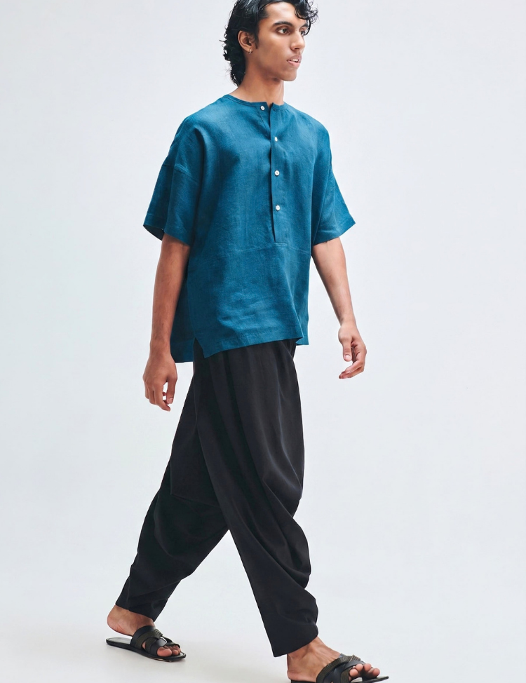Indigo-Half-Sleeves-Panelled-Shirt-Kurta-C.png