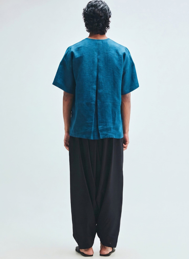 Indigo Panelled Shirt Kurta