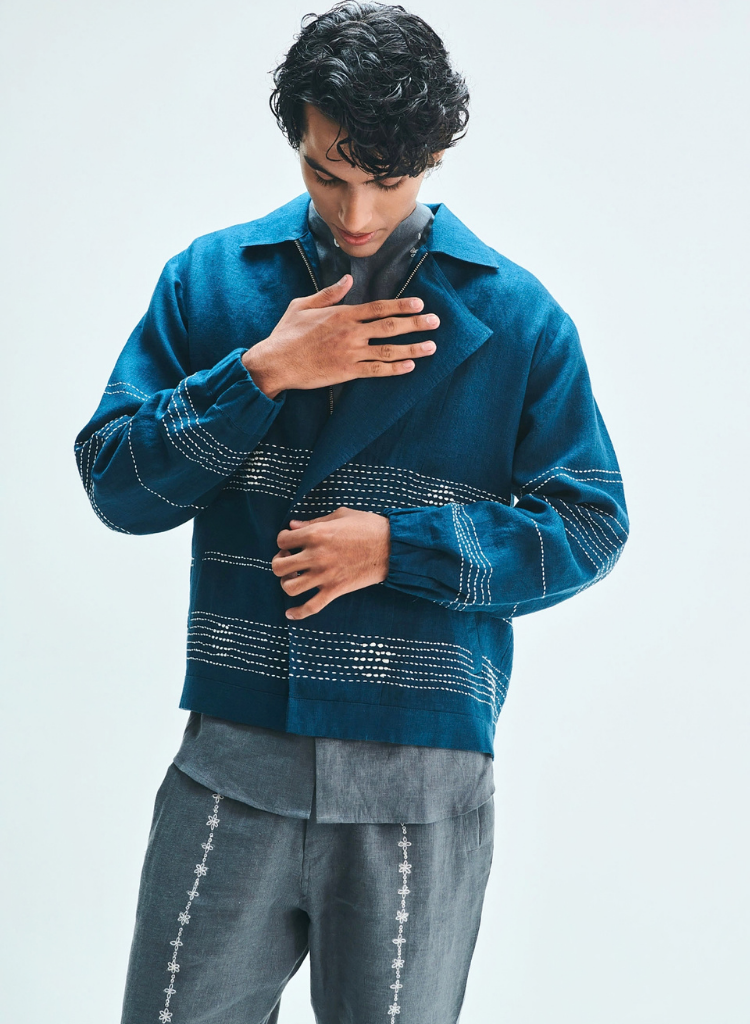 Indigo Kantha Jacket
