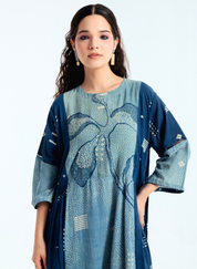 Indigo Pleated Dress