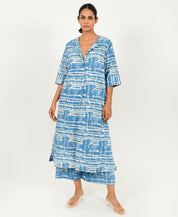 Indigo Splash Button Dress