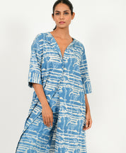 Indigo Splash Button Dress